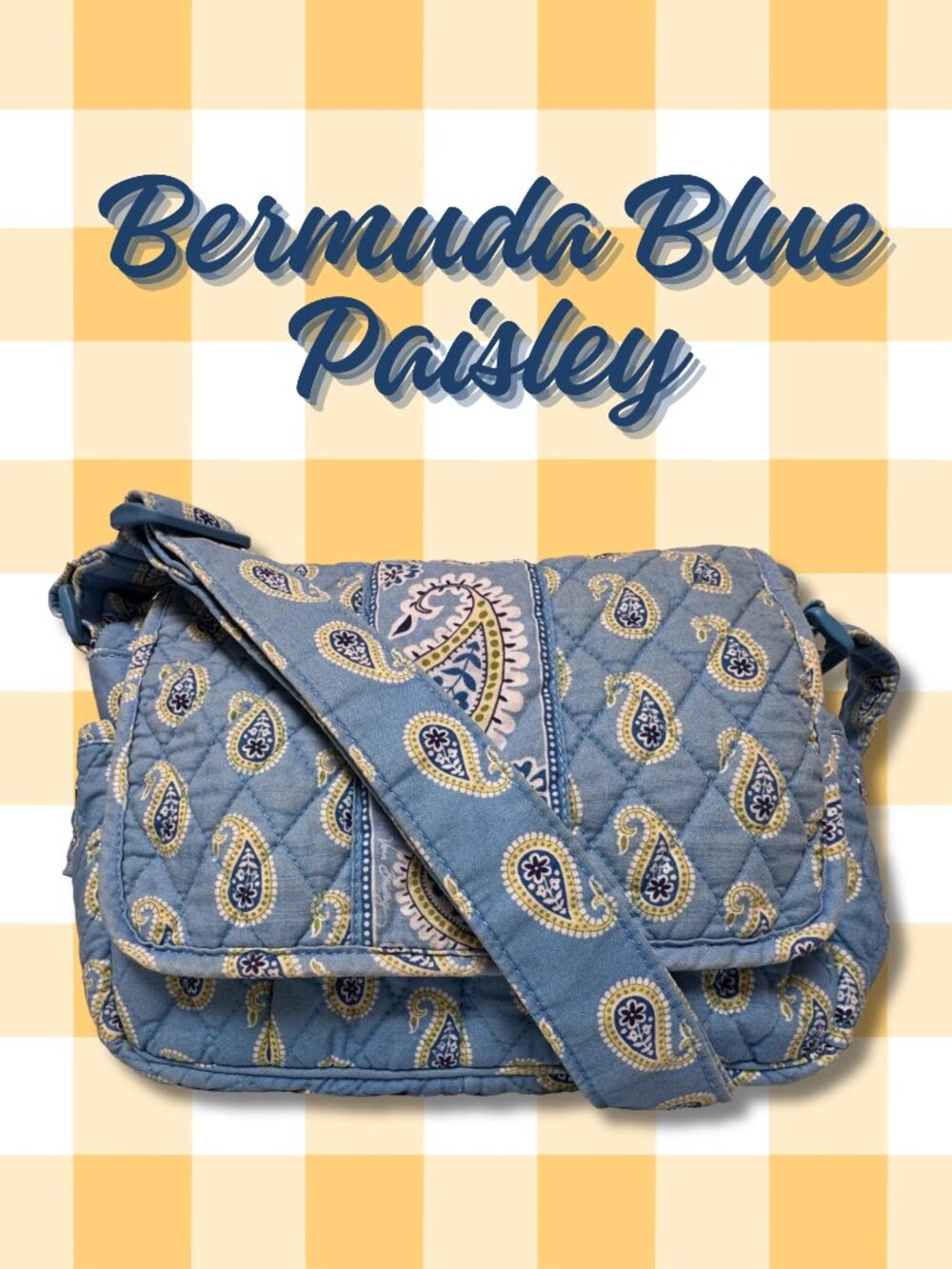 Vera Bradley Bermuda Blue Paisley Crossbody Retired Y2K Flap Bag